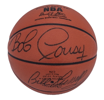 Boston Celtics Legends Multi-Signed Spalding Official Game Ball with 5 Signatures Including Bill Russell, John Havlicek, & Bob Cousy (JSA Sticker Only)